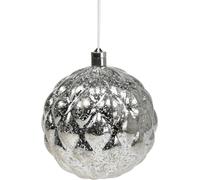Boule Argent LED 15cm Blanc Chaud Batterie Décoration de Noël