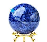 Boule cristalline, Natural Fluorescent Sodalite Ball Stone Gemstone Ball Room Decor Decor Ball Rock Rock Mineral, Blue Crystal Ball (sans Base) -60~65 mm