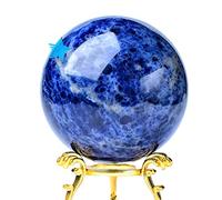 Boule cristalline, Natural Fluorescent Sodalite Ball Stone Gemstone Ball Room Decor Decor Ball Rock Rock Mineral, Blue Crystal Ball (sans Base) -65~70 mm