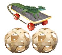 Boule d'alimentation en foin pour tortue, boule de friandises pour tortue - Porte-fruits et légumes avec skateboard d'entraînement - 2 balles de friandises, jouets pour nourrir et jouer les ani
