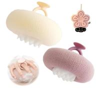 Boule de bain 2 en 1 super douce en forme de tournesol avec anneaux pour les doigts, éponge de douche exfoliante, brosse de nettoyage, éponge en maille, pouf de douche, éponge en luffa unisexe (E, 2