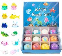 Boule de bain faite à la main, Jouets naturels terrestres et marins,boule De Bain Artisanales avec des Jouets d'animaux À L'intérieur,balle faite à la main pour les,pour hydrater la,Boules Sel Bains