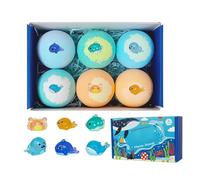 Boule de bain gazeuse - Lot de 6 nettoyants corporels à tremper - Bain moussant avec jouets d'animaux - Pour voyages et hôtels, , maison, spa, filles et