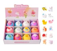 Boule de Bain Naturelles pour Enfant, Coffret de Bombes de Bain, 12x60g Bain Moussant Coffret, Bombes de Bain Enfants avec Atterrir Surprise Cadeau d'anniversaire pour Garçons et Filles, Végétalien
