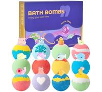 Boule de Bain Naturelles pour Enfant, Coffret de Bombes de Bain, 12x60g Bain Moussant Coffret, Bombes de Bain Enfants avec 12 Veilleuse Surprise Cadeau d'anniversaire pour Garçons Filles, Végétalien