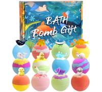 Boule de Bain Naturelles pour Enfant, Coffret de Bombes de Bain, 12x60g Bain Moussant Coffret, Bombes de Bain Enfants avec Surprise(Mer, Terre et Espace) pour Garçons et Filles, Hydratant, Végétalien