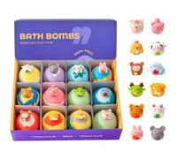 Boule de Bain Naturelles pour Enfant, Coffret de Bombes de Bain, 12x60g Bain Moussant Coffret, Bombes de Bain Enfants avec Surprise Cadeau d'anniversaire pour Garçons et Filles