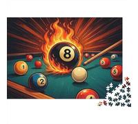 Boule de Billard 8 en Feu Puzzle 1000 pièces Boule de Billard Carton Haute Qualité Amis Activité Apaisante 70x50cm