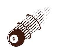 Boule de billard numéro 8 avec effet de mouvement, dessin animé, art plat, modifiable Stickers muraux en vinyle 54.6x60.1cm Décoration artistique Café