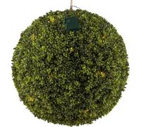 Boule de buis Ø 55 cm avec 45 LED, 3 piles AA, minuterie 6h - résistante aux UV, plante artificielle