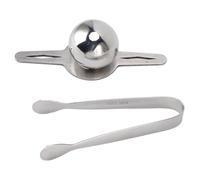 Boule de café congelée, boule de glace de café refroidie à l'extrait, outil de refroidissement du café avec sphère de glace réutilisable en acier inoxydable, support, pince