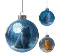 Boule de chat | Décoration de vacances | Décoration d'arbre de Noël de 9 cm pour l'hiver, la maison, le salon, la famille, la voiture, le rétroviseur, la cheminée, l'école, les amoureux des chatons