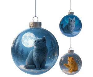 Boule de chat | Décoration de vacances | Décoration d'arbre de Noël de 9 cm pour l'hiver, la maison, le salon, la famille, la voiture, le rétroviseur, la cheminée, l'école, les amoureux des chatons