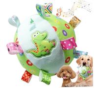 Boule de Chien grinçante avec hochet, peluchers de 5,9 Pouces en Peluche de Chiens interactifs Doux, Boule de roulement Active à la bouchée élastique élevée avec Bretelles pour Chiot de Petits Chiens