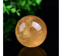 Boule de citrine en pierre brute - Calcite d'Islande polie pour la décoration de la maison, design sept étoiles