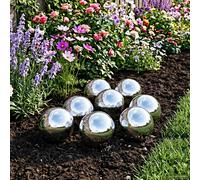 vidaXL Boule de contemplation brossée Ø 10 cm Acier inoxydable 201 Argenté 4 pcs Décorative Jardin