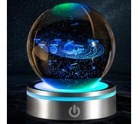 Boule de cristal 3D du système solaire avec veilleuse LED colorée, boule en verre tactile, décoration astronomique, cadeau enfant