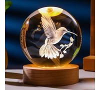 Boule de Cristal 3D en Forme de Colibri 60 mm - Figurine en Verre pour décoration de Chambre, Anniversaire, Amoureux