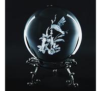 Boule de cristal 3D en forme de colibri avec support en métal, presse-papier Prefdo de 60 mm gravée au laser, boule de méditation, décoration de bureau