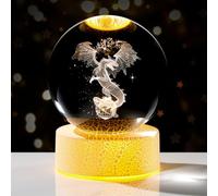 Boule de cristal 3D en forme de dragon avec support LED en verre - Presse-papier à collectionner - Cadeau d'anniversaire pour femme