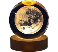 boule de cristal 3D veilleuse intérieure ornementation en verre lumineux sculpté avec base en bois pour la décoration intérieure