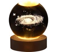 boule de cristal 3D veilleuse intérieure ornementation en verre lumineux sculpté avec base en bois pour la décoration intérieure