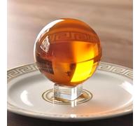 Boule de cristal ambré de 30 à 100 mm, sphère d'obsidienne rare d'Asie, pierre de guérison, décoration Feng Shui(70mm,Crystal base)