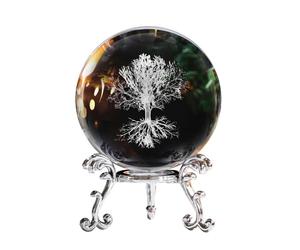 Boule de cristal arbre de vie - Cadeau en verre gravé, boule de cristal 3D, décorations de bureau, décorations de sorcières, cadeaux pour la maison, le meilleur anniversaire, le Nouvel An et