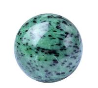 boule de cristal, avec support rubis naturel dans une sphère de zoisite, décoration salle en forme globe, Wicca, Reiki, Chakra et énergie(6~7cm)