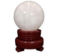 Boule de Cristal Blanc Naturel avec Support, Boule de Quartz de Divination polie à la Main, baule décorative, sphère de guérison Feng Shui pour la Maison, Bureau, méditation,3.15in(8cm)