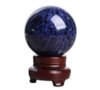 Boule de Cristal Bleu Naturel, Sphère de Pierre de Cristal Polie avec Support, Boule de Guérison en Cristal pour La Richesse et La Protection de La Guérison Reiki, de La Divination et de La Méditation,100mm