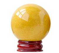 boule de cristal, Boule de cristal d'aventurine jaune naturel avec support en bois, sphère pierre minérale d'énergie polie(5~6cm)