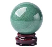 boule de cristal, Boule de cristal d'aventurine verte naturelle avec support, for affichage Fengshui, méditation, Divination, décoration la maison(Diameter 2.8")
