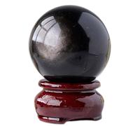 boule de cristal, Boule de cristal d'obsidienne en argent naturel, sphère pierre ronde polie, boules pierres précieuses guérison(75mm)