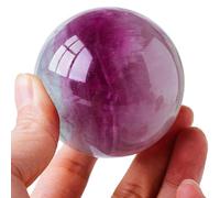 boule de cristal, Boule de cristal fluorite violette avec support, Sculpture, méditation, sorcellerie, décoration maison Feng Shui(Diameter 1.6")