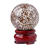 boule de cristal, Boule de cristal méditation en Agate, motif d'œufs poisson, Sculpture sphère pierre Feng Shui(40~45mm)