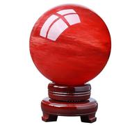 boule de cristal, Boule de cristal rouge naturel avec support en bois for Reiki, méditation, divination(Dia.70mm)