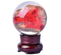boule de cristal, Boule de cristal rouge naturel, pierre guérison au cinabre, for dire la bonne aventure, divination, décoration maison et bureau(Diameter 3.1")