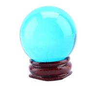 Boule de Cristal Clair, Asian Rare Royal Blue Quartz Crystal Healing Ball Sphere, 40 mm Magic Crystal Meditation Ball avec Support en Bois pour la décoration intérieure