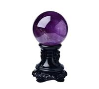Boule de Cristal D'AméThyste Naturelle avec Support Pierre de GuéRison SphèRe de Pierre PréCieuse Ornement Feng Shui Figurine pour La Sorcellerie La MéDitation(10cm)