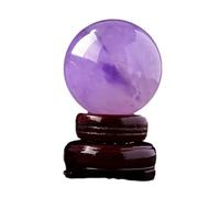 Boule de Cristal d'Améthyste Naturelle avec Support Reiki Cristal Pierre Précieuse Boule pour La MéDitation, Le Fengshui, La DéCoration de Bureau à Domicile(6cm)