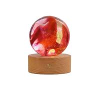 Boule de cristal de chakra décorative avec base en bois - 7 couleurs - Boule en verre colorée - 7 boules de formation lumineuses - Décoration d'intérieur - Cadeaux (rouge)