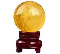Boule de cristal de citrine, sphère en quartz jaune naturel, boule de divination avec support inclus, décoration Feng Shui, chakra, aura, pour la maison ou le bureau, cadeau décoratif,1.57"(4cm)