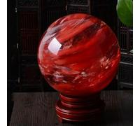 Boule de Cristal de Quartz Naturel, Boule de Pierre précieuse, décoration Feng Shui, Boule de Pierre de Fusion Rouge de 80 mm
