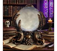 Boule de Cristal décorative d'halloween éclairée par LED avec Brouillard, Boule de Cristal de manoir hanté, Rotation animée et Lumineuse avec Main Squelette, pièce maîtresse psychique Mystique