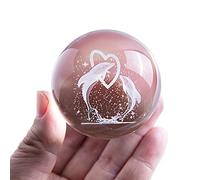 Boule de cristal en forme de dauphin 3D avec support pour cadeau de Saint-Valentin, cadeau d'anniversaire - Ornement en forme de cœur double dauphins