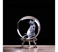 Boule de cristal en forme de rat du zodiaque 3D - Sphère en verre Feng Shui avec base dorée, figurine d'animal de 80 mm, cadeau d'art d'intérieur unique, collection porte-bonheur pour les amateurs