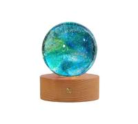 Boule de cristal en verre colorée de 4 cm - Formation sept étoiles avec LED en bois - Décoration d'anniversaire - Base cadeau