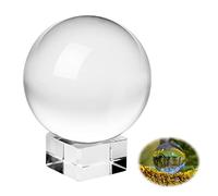 Boule de cristal en verre : K9 Boule en verre transparente 80 mm Photographie Boule de cristal transparente avec base ronde en bois pour accessoires de photographie Boule de divination Cadeau pour les