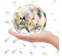 Boule de Cristal en Verre Transparent Prisme Arc-en-Ciel Maker, Boule d'observation sphérique à facettes pour fenêtre, Feng Shui, décoration de Maison, Bureau, Jardin (100 mm)